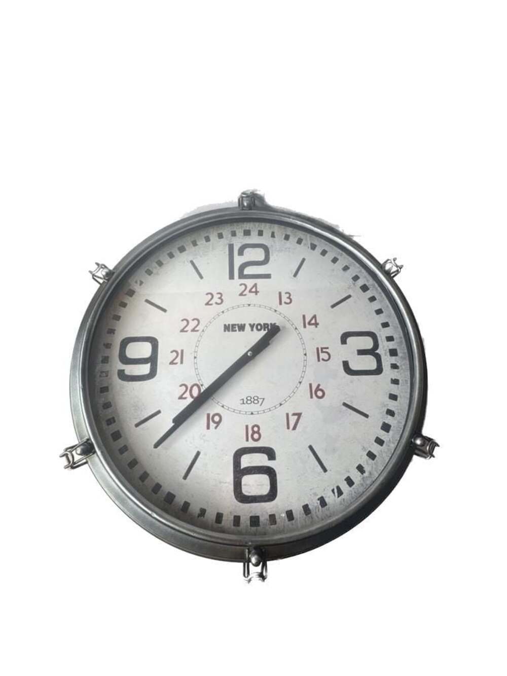Vintage  Style New York 1887 Metal Porthole Wall Clock